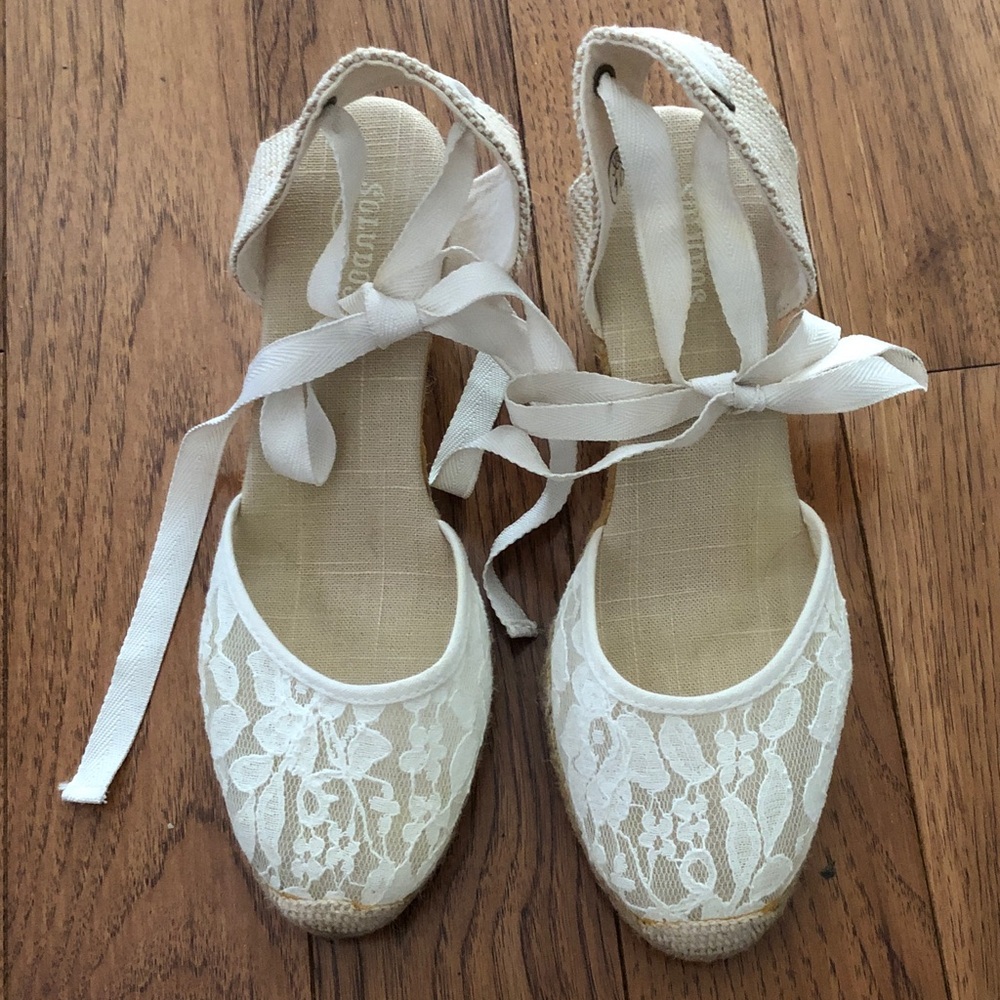 Soludos Lace Wedge Tie-Back Espadrilles